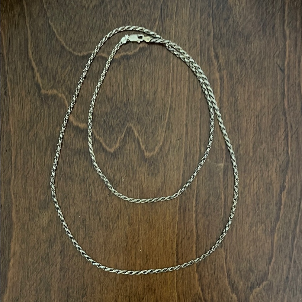 30” Gold Plated Over 925 Silver Twisted Chain Necklace